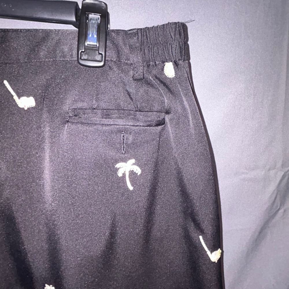 Coral Bay Golf Womens Black Embroidered Palm Tree Pineapple Golf Pants Size 16 - Picture 8 of 8
